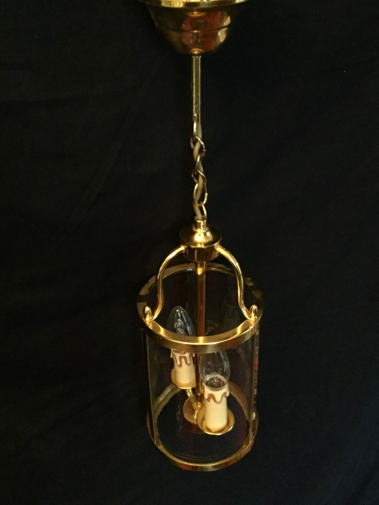 Lantern 2 lights bronze and brass