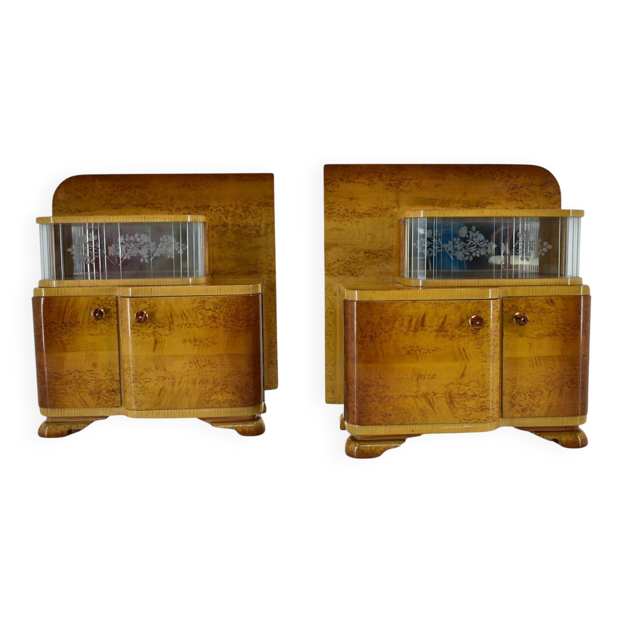 1939s set of Art Deco bedside tables, Czechoslovakia