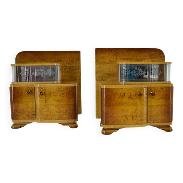 1939s set of Art Deco bedside tables, Czechoslovakia