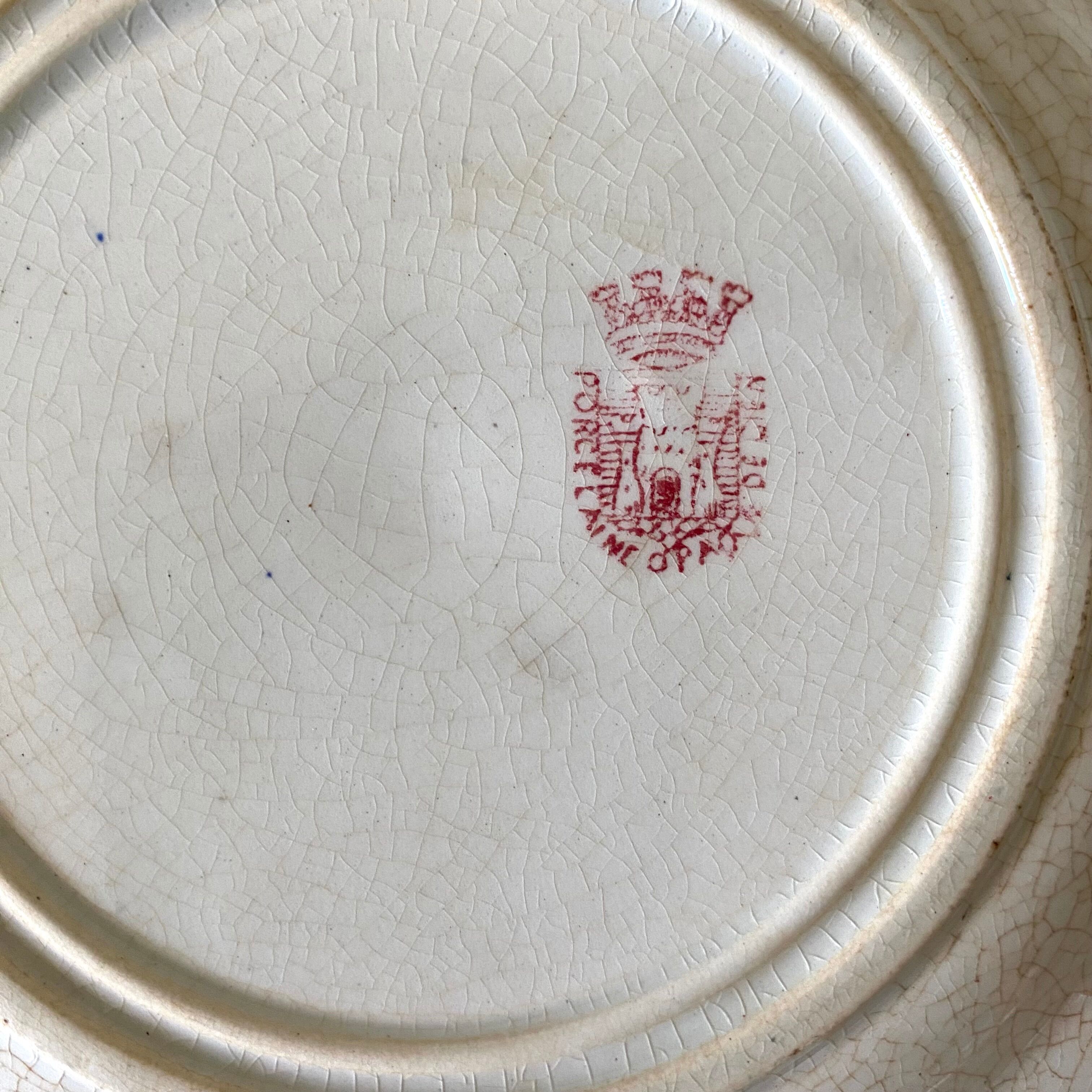 Old talking plates Gien "a wedding in the countryside"