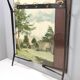 Vintage Ebonized Beech, Brass and Glass Coat Rack with a Landscape, Italy
