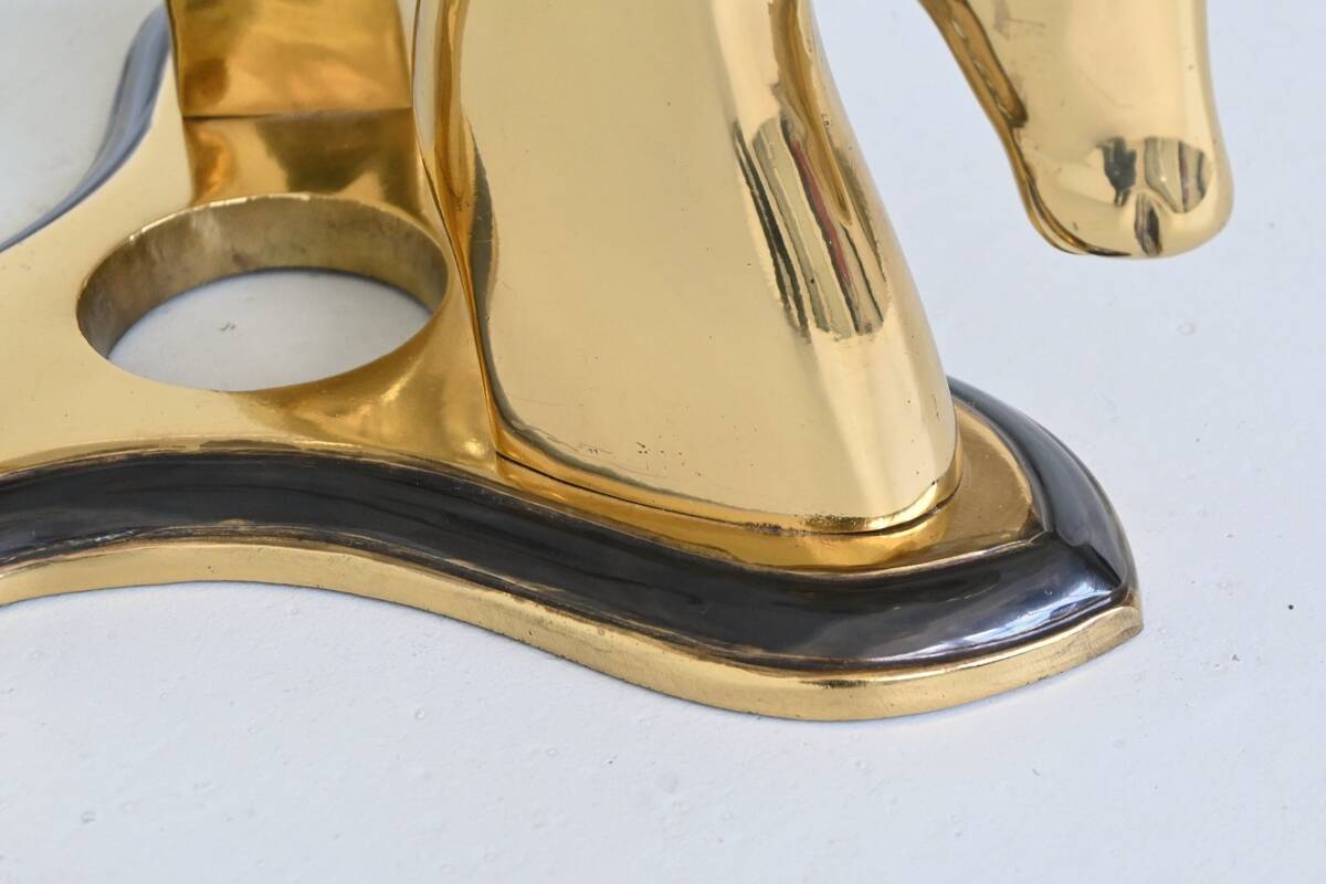 Hollywood Regency style coffee table brass antelope France 1970