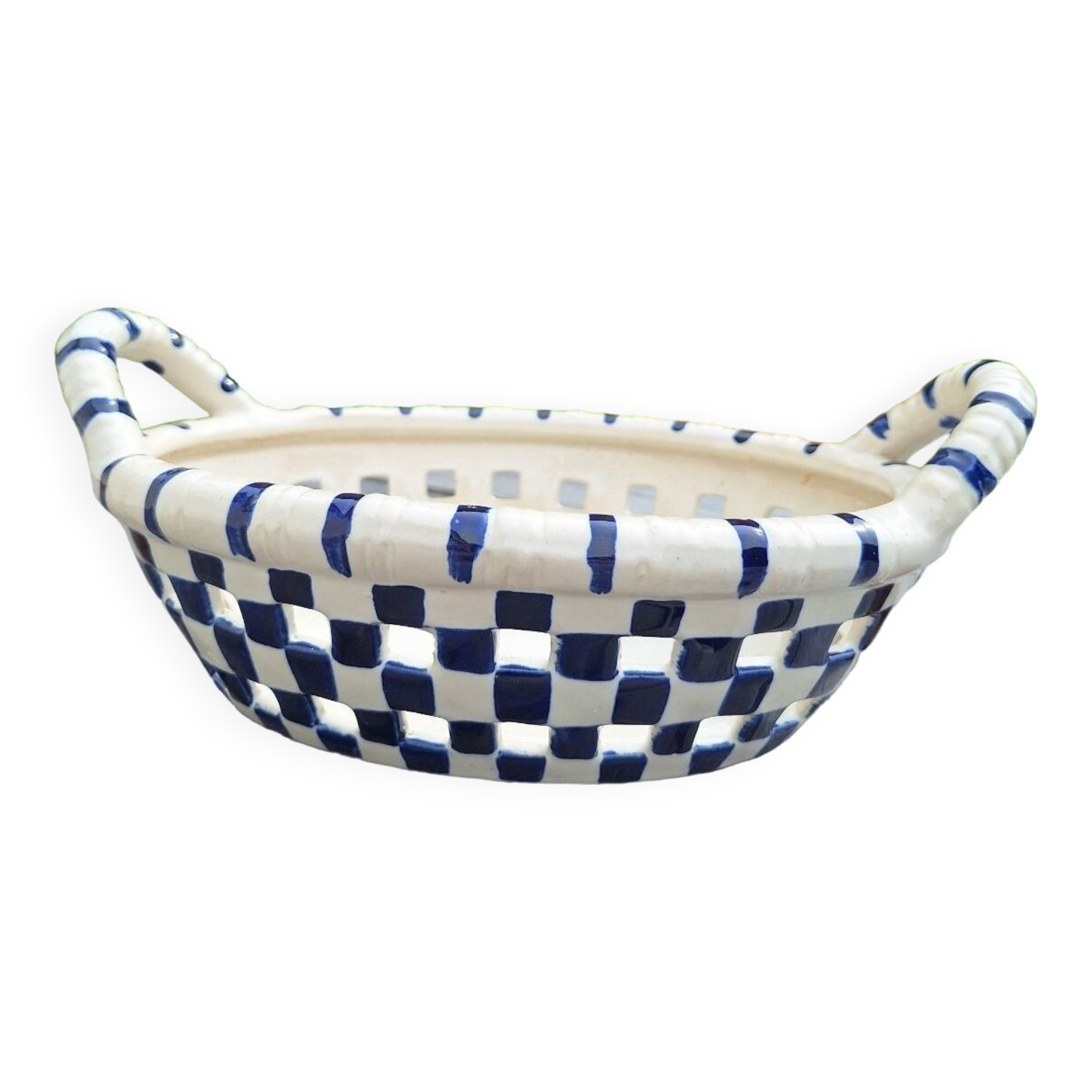 Ceramic basket fruit bowl
