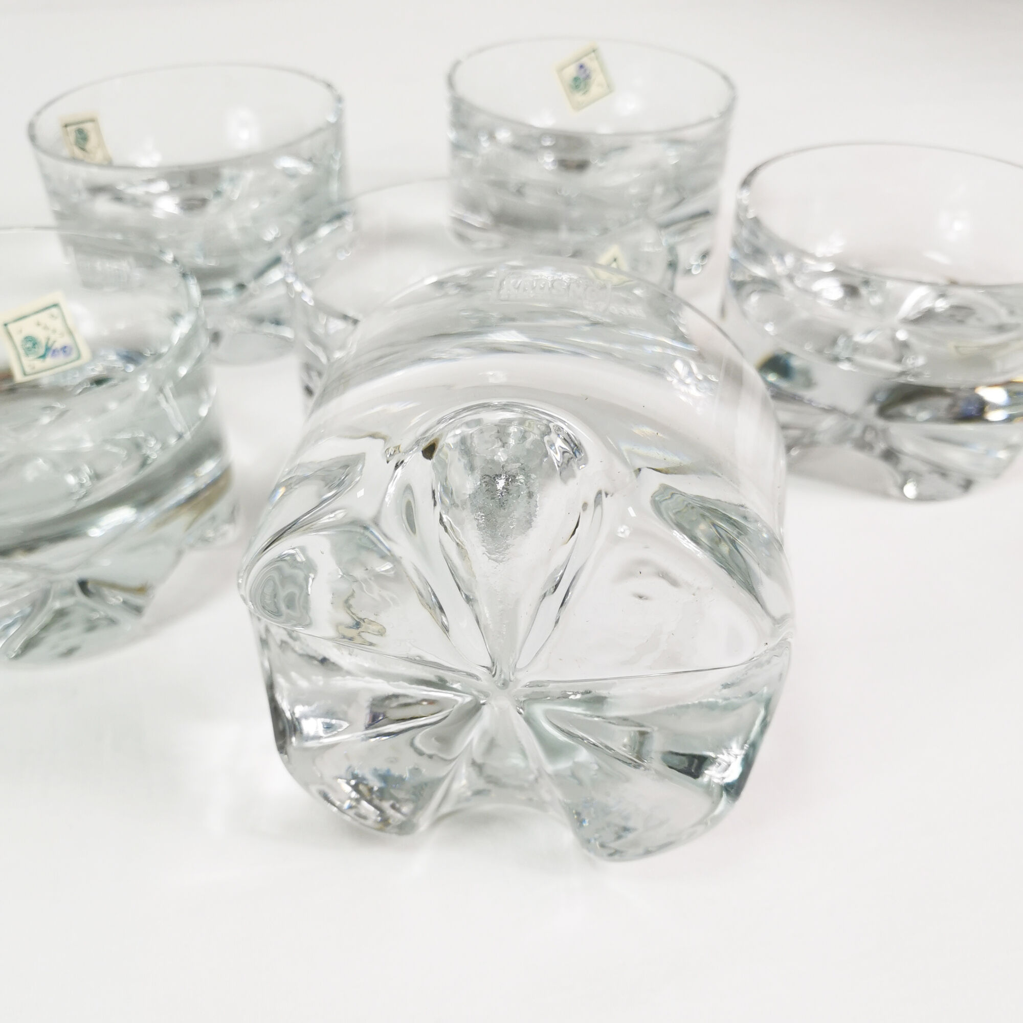 Crystal dessert salad bowls, Krosno, 1970s
