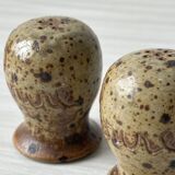 Set of two pyrite stoneware pepper pots