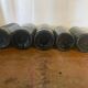 Série 5 bouteilles anciennes carapelli verre fumé strié vintage