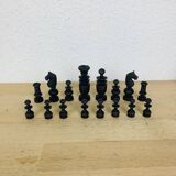 Antique turned wooden chess pieces