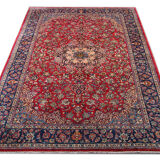 Handmade oriental red blue wool rug - 264x355cm