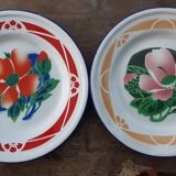 Set of 4 flat plates enamelled sheet metal