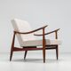 Sculptural Danish lounge chair in teak and fabric Denmark 1960