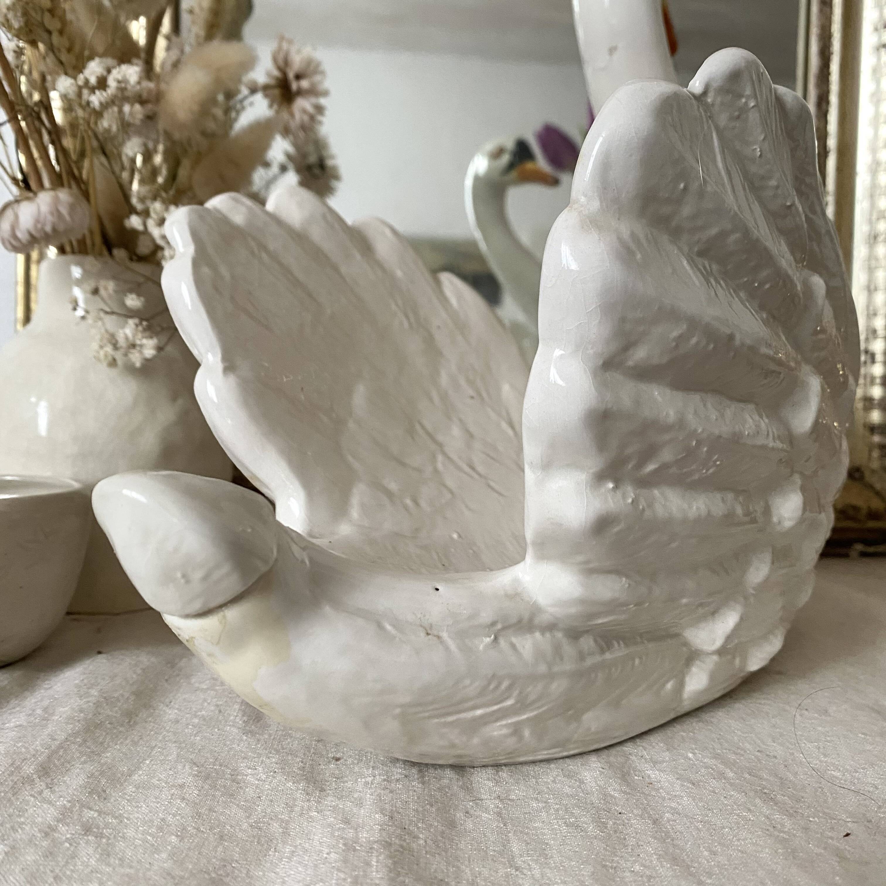 Vintage ceramic grand swan, antique carafe.