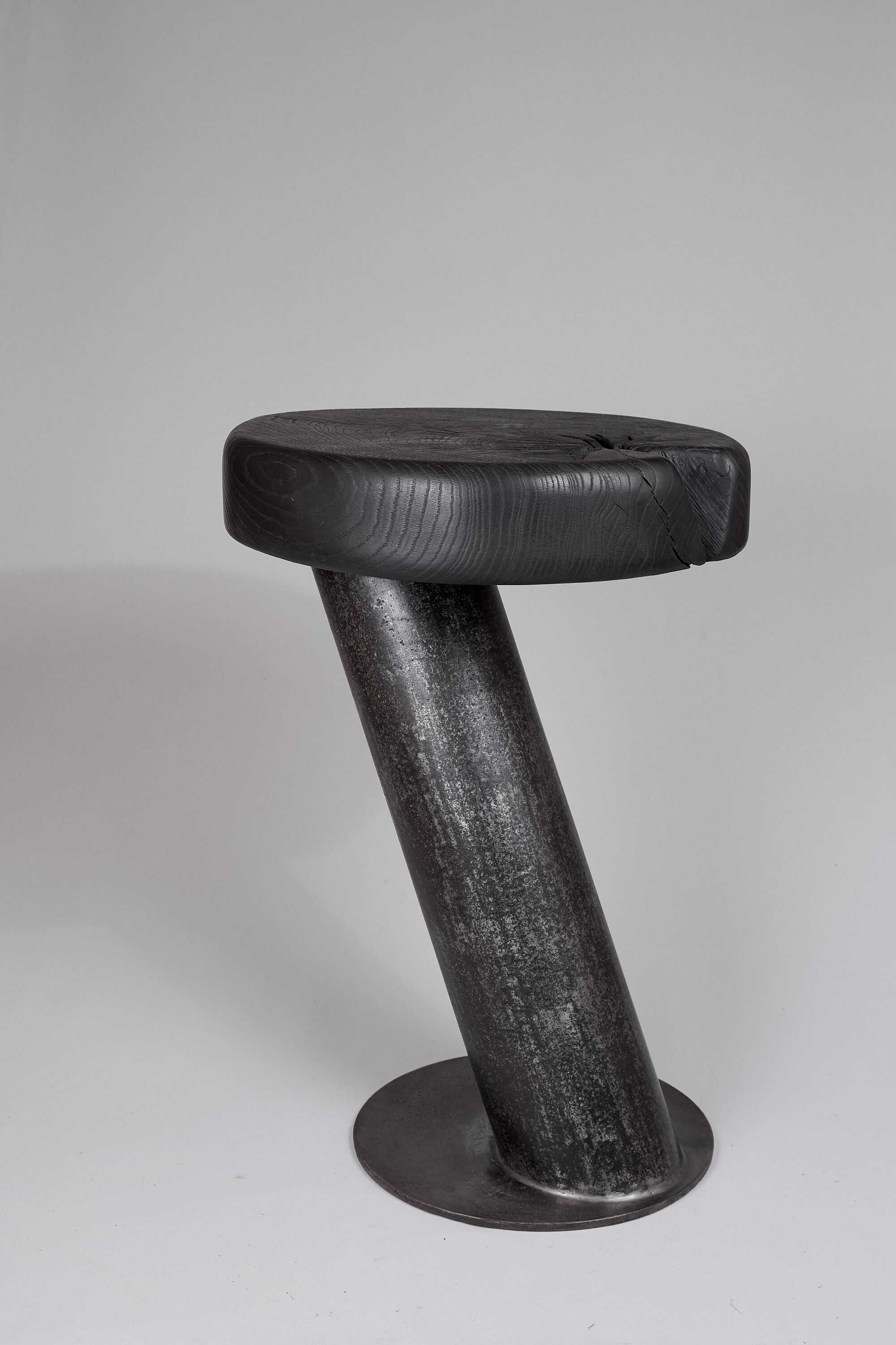 Solid wood sculptural side table, original contemporary design, logniture