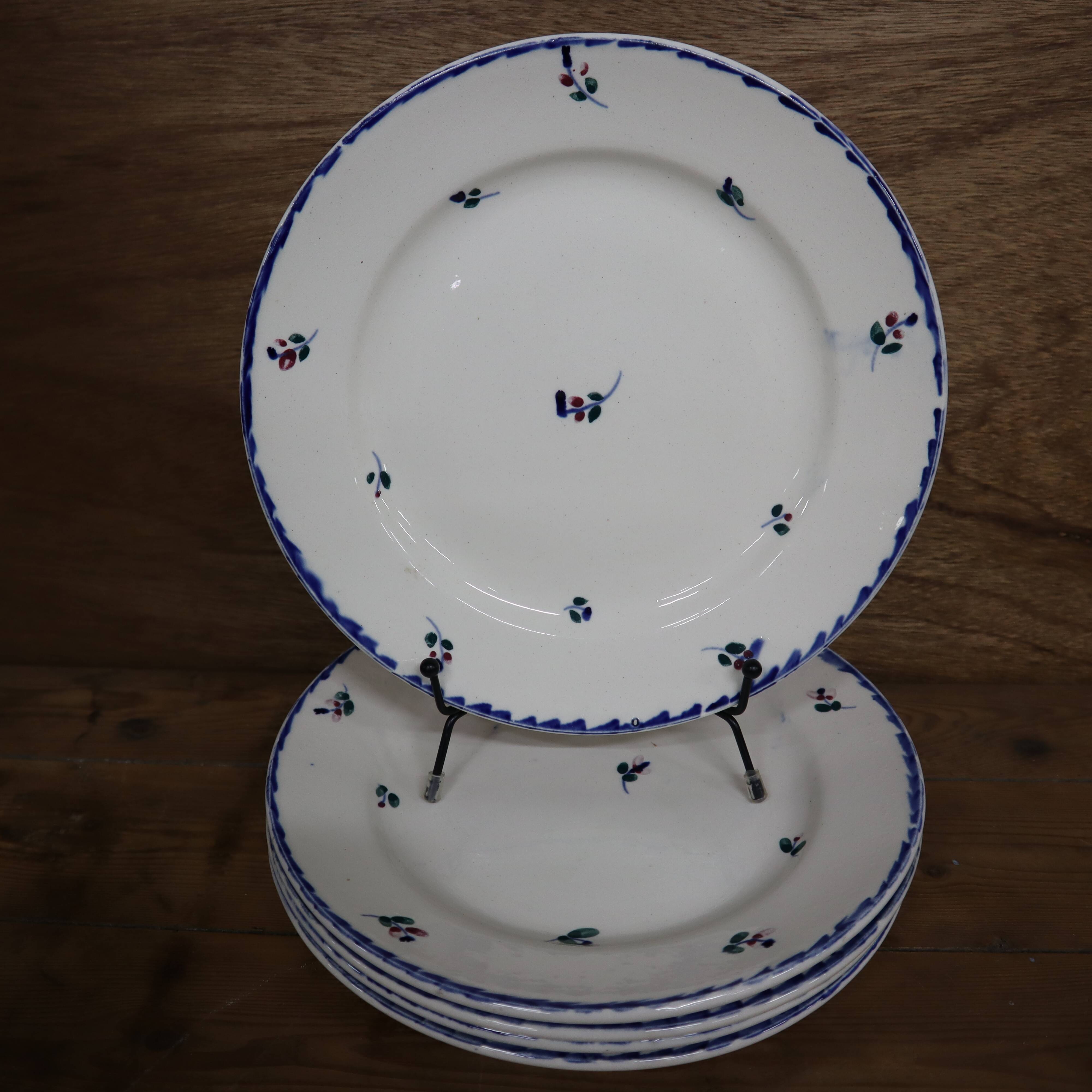 5 flat plates from the Nimy Royal Imperial Manufacture, Belgian manufacture