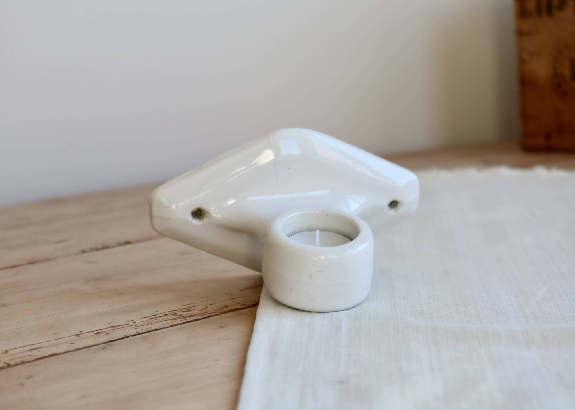 Antique wall candle holder in white porcelain