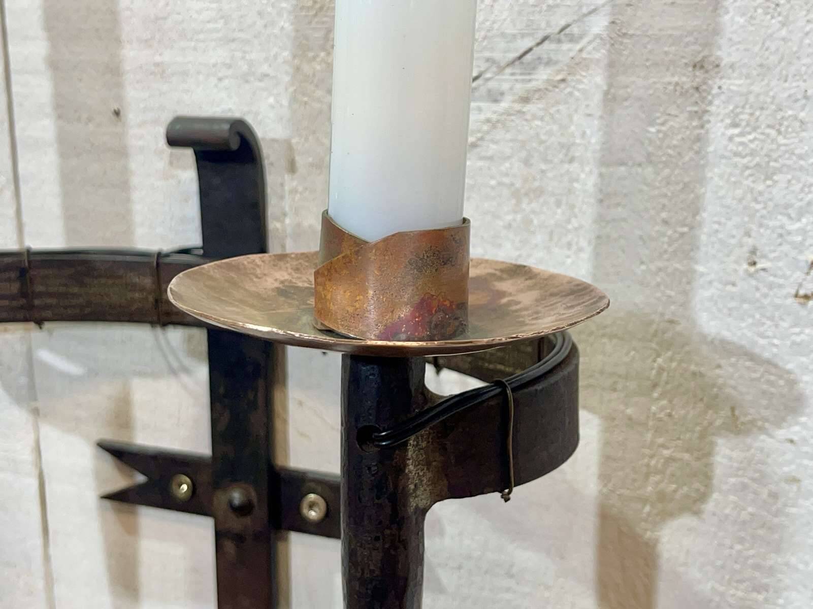 Pair of 1950s wrought iron wall lights