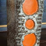 Vase Strehla 1970 Allemagne fat lava et taches oranges