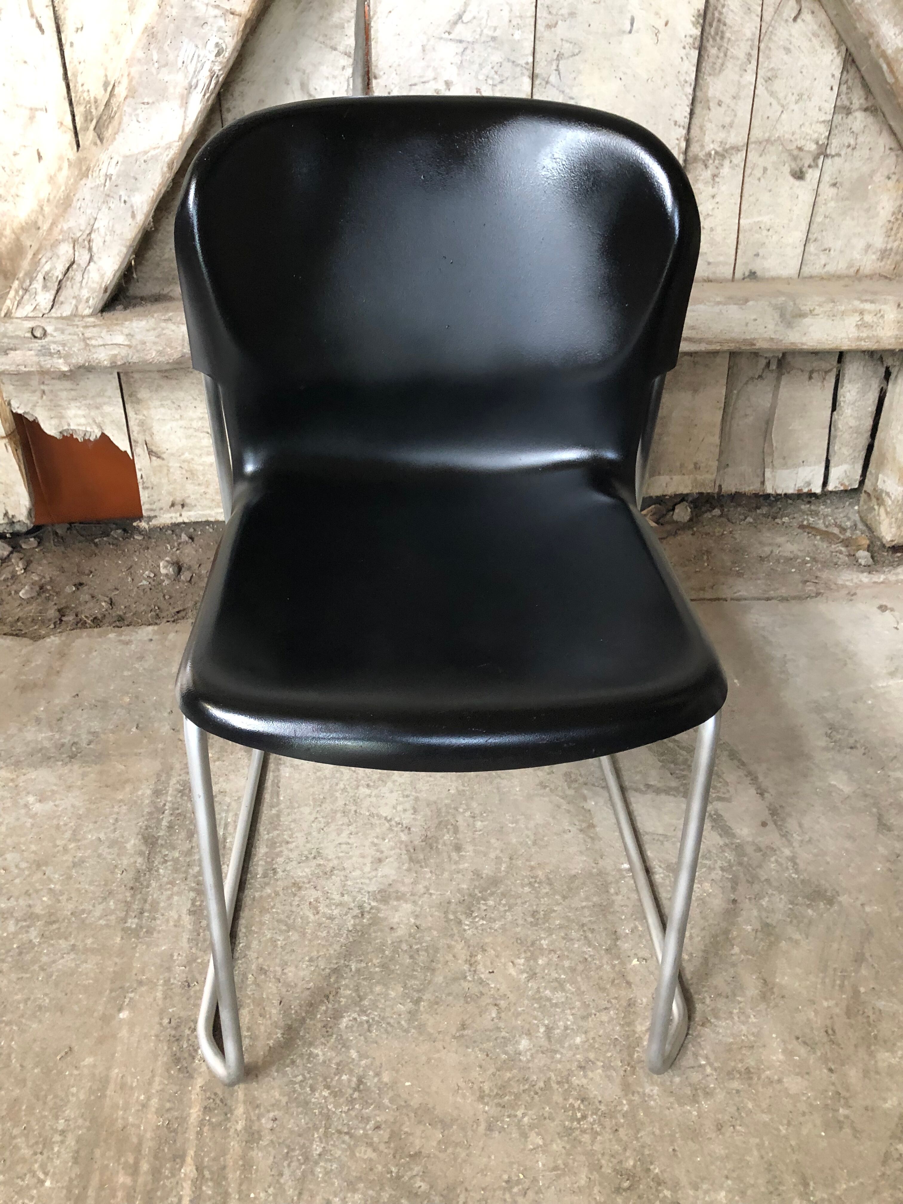 Old chair design drabert sm400k metal + plastic shell black vintage