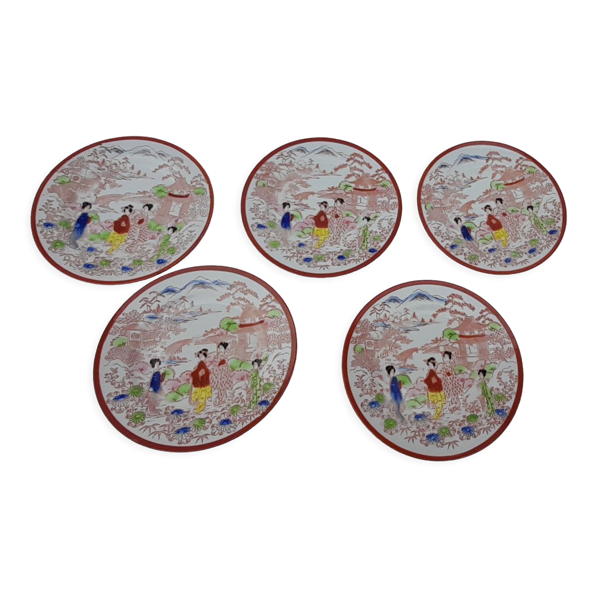5 Japanese dessert plates diam 18.5 cm