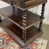 Henry II late 19th century oak serving trolley - top opens into a dresser