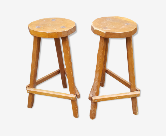 Paire de tabourets de bar brutalistes 1970