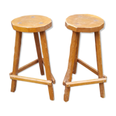 Pair of brutalist bar stools 1970