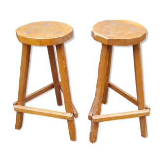 Pair of brutalist bar stools 1970
