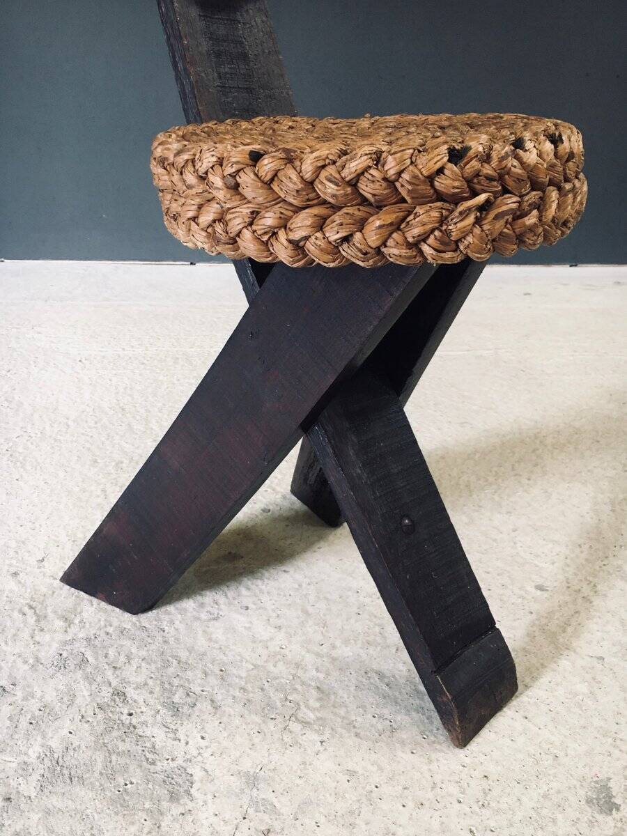 Mediterranean Tripod Side Chairs by Audoux Minet, France, 1950s, Set of 2