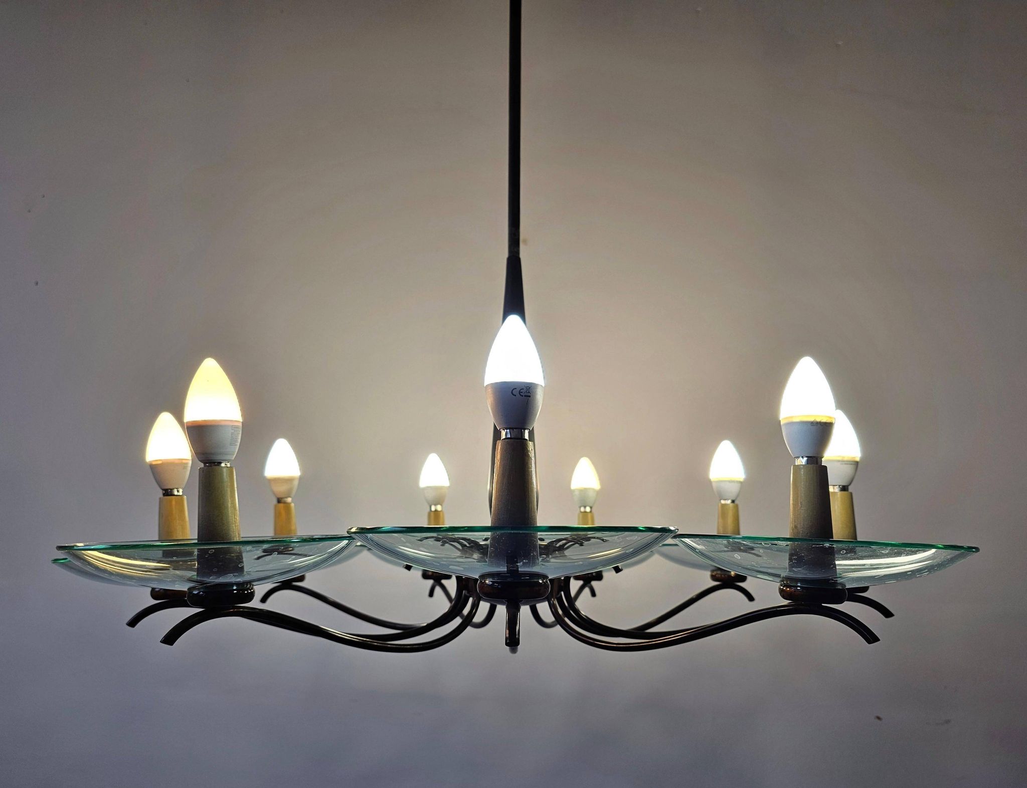 Brass Mid-Century Chandelier in the style of Pietro Chiesa