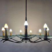 Brass Mid-Century Chandelier in the style of Pietro Chiesa