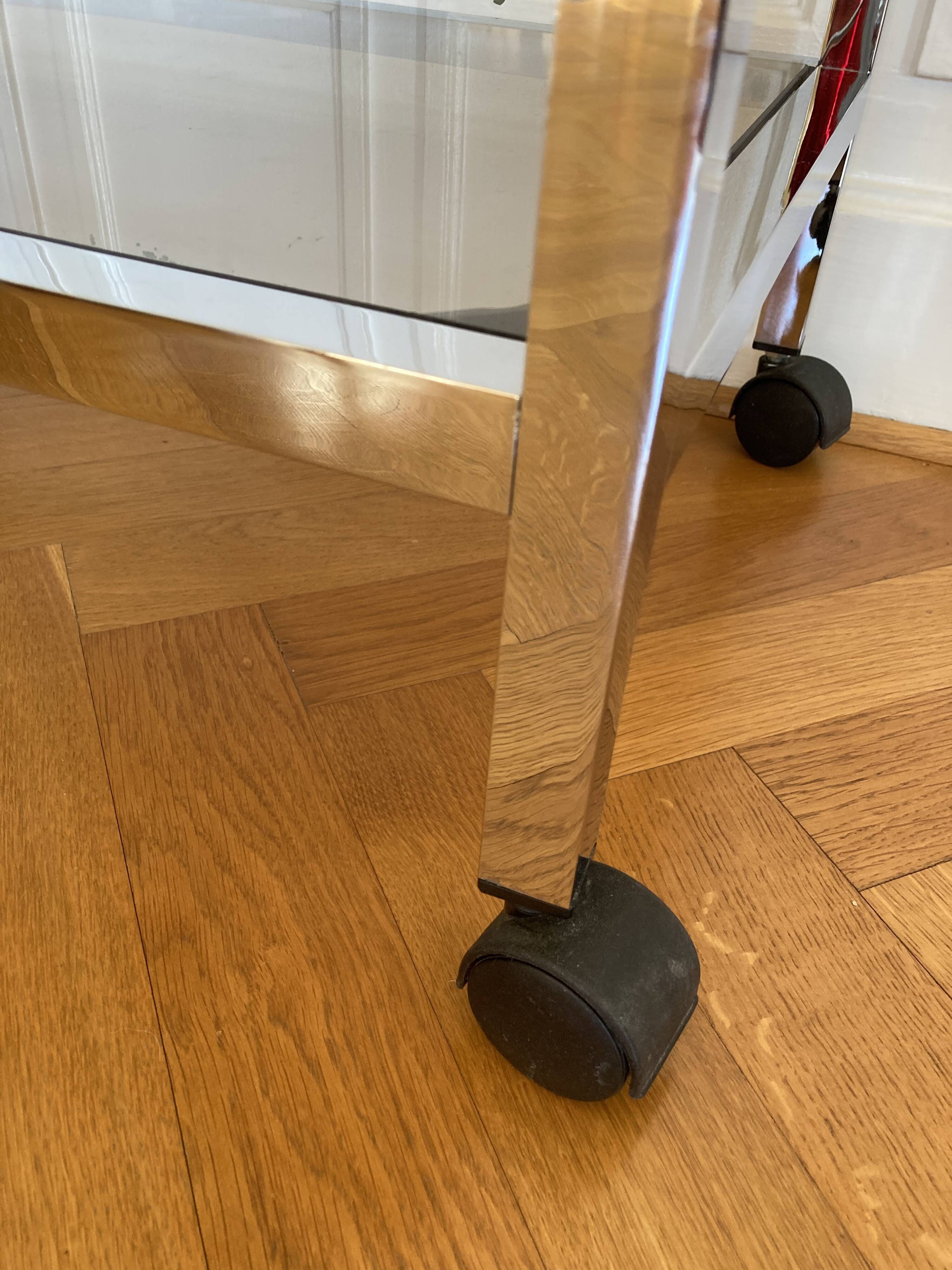 80s chrome and smoked glass trolley