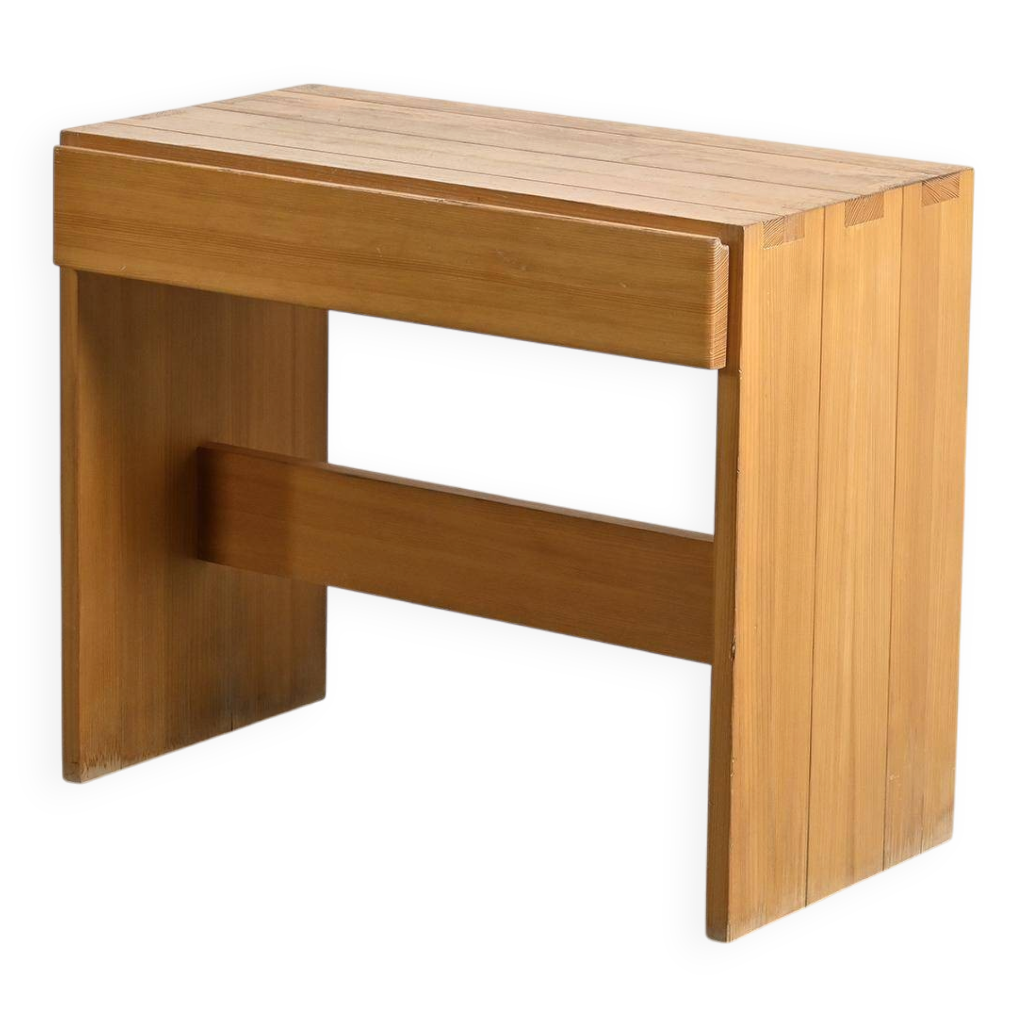 Desk in solid elm by Maison Regain, 1970s.