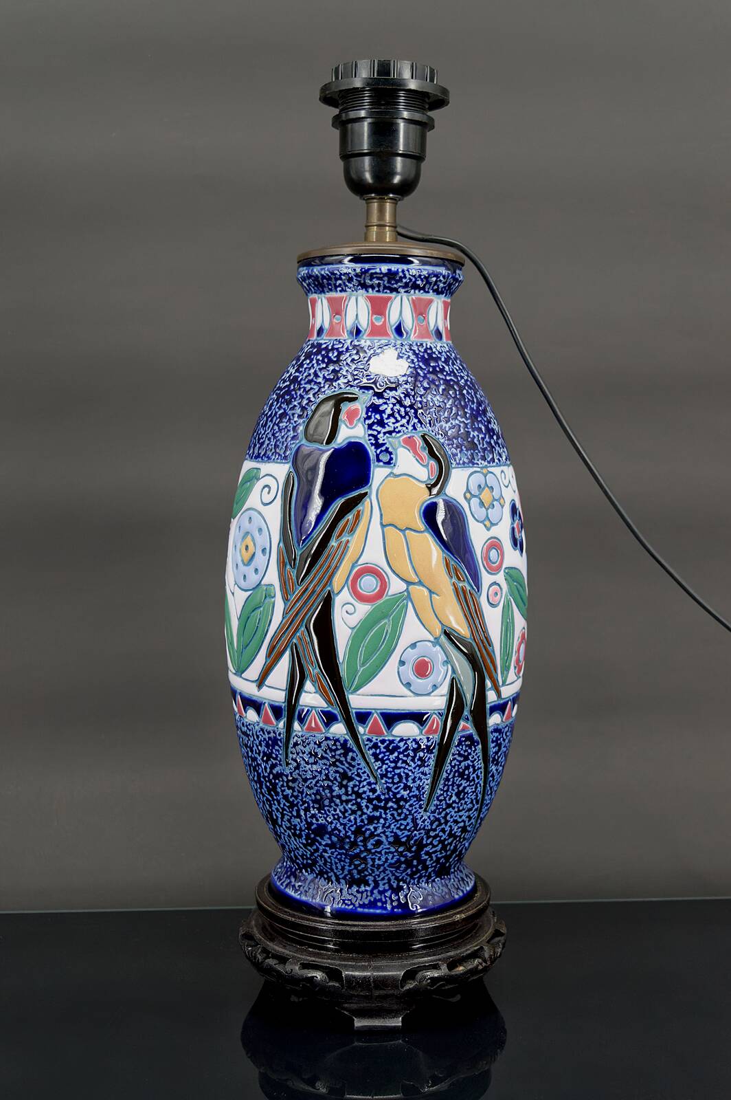 Swallow Lamp, Imperial Amphora, Czechoslovakia, Art Deco, Circa 1920