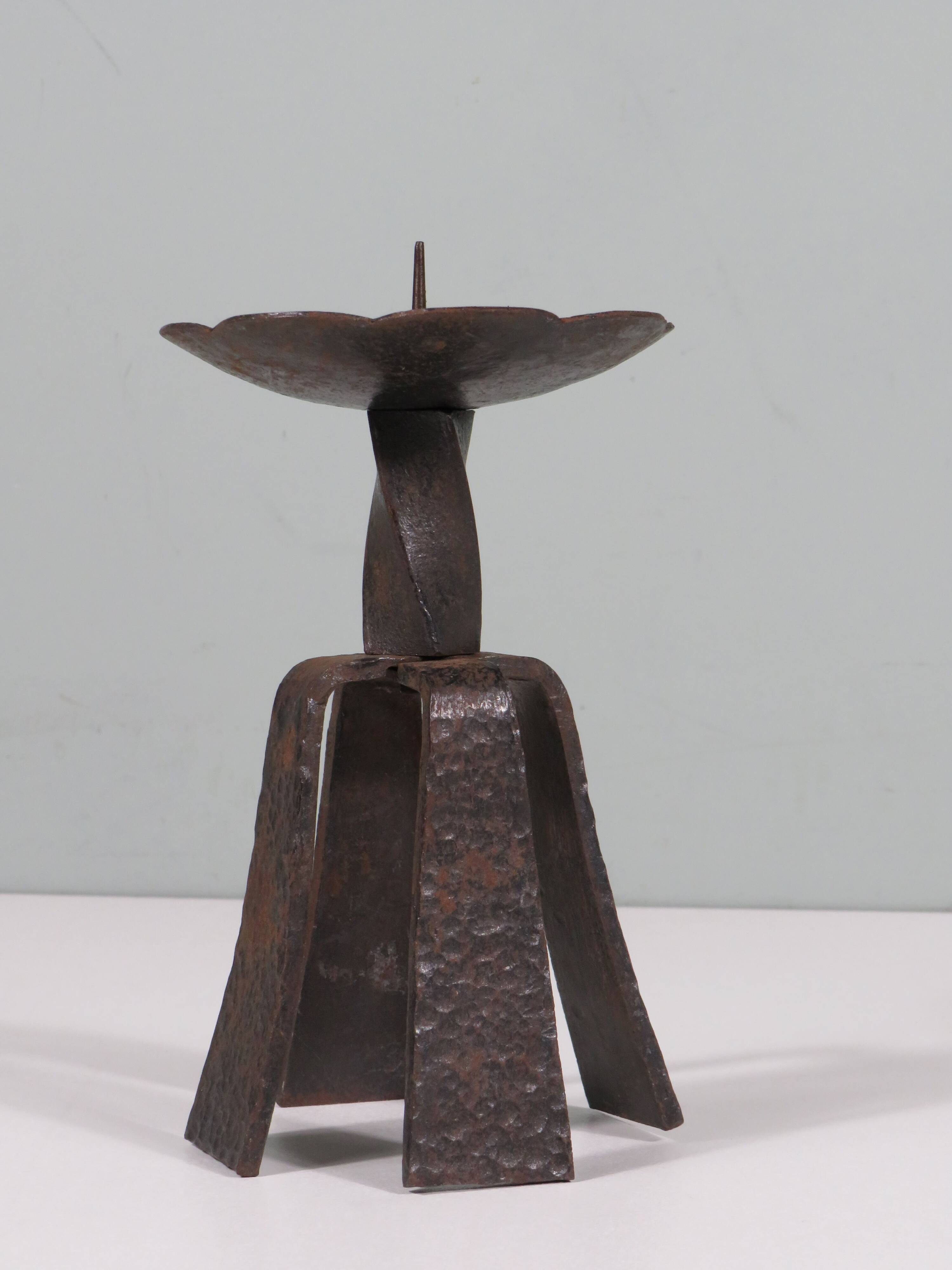 Hand forged vintage and brutalist candlestick