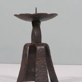 Hand forged vintage and brutalist candlestick