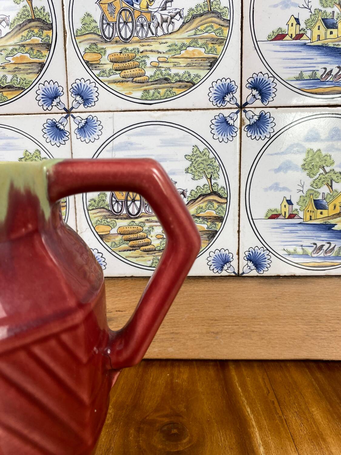 Old ceramic jug pitcher Asian oxblood China Chinese 19th