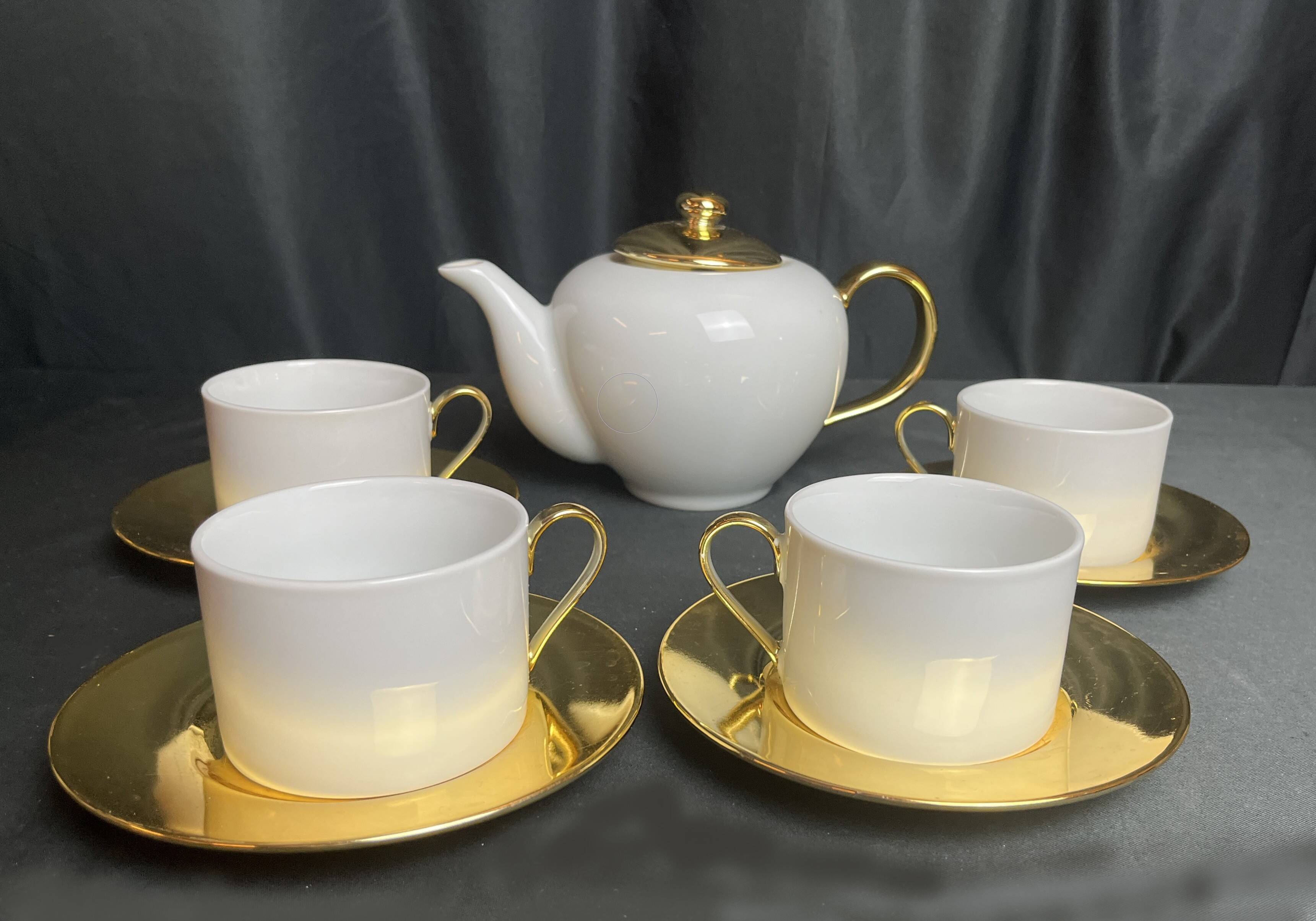 Tableware coffee and tea service 5 pieces Geneviève Lethu 20th century