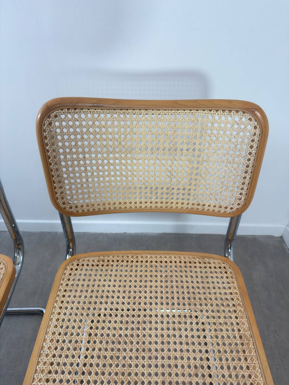 Pair of Marcel Breuer Cesca B32 chairs made in Italy