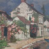 Painting Oil on canvas "French village " painter Valéry Sekret born 1950 Russian dimension: 40x60cm