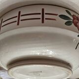 Vintage earthenware salad bowl with red flower decoration