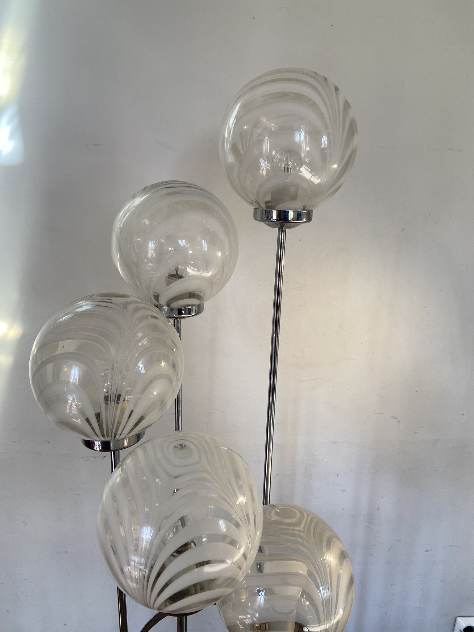 Waterfall floor lamp 5 globes Marinha Grande factory 70s