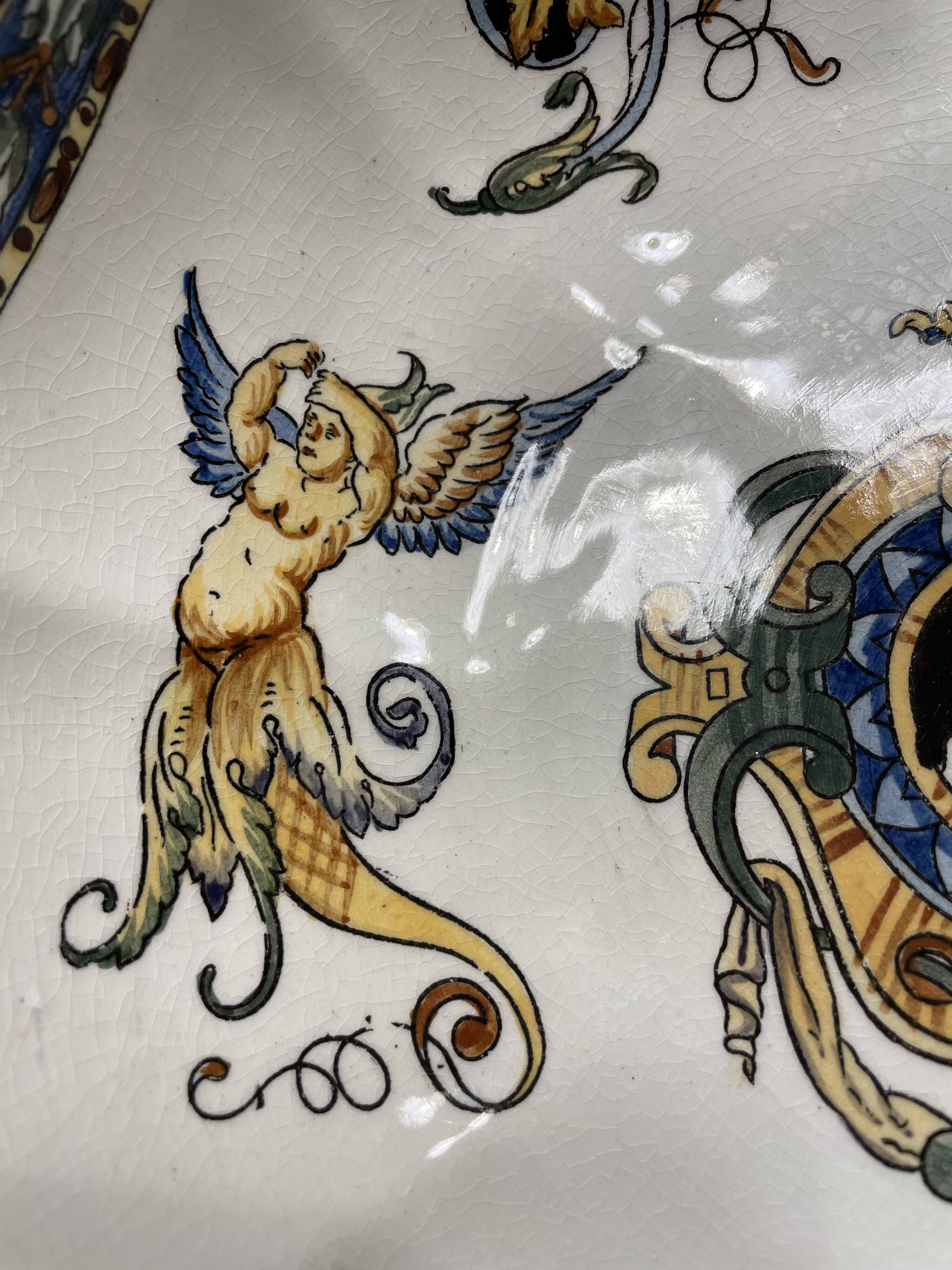 Melonniere in fine polychrome earthenware from Gien with Italian Renaissance decor