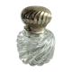 Large round inkwell 1.1 KG crystal Baccarat bamboo torso, silver hat Louis XV