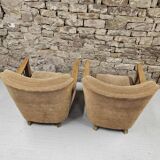 Pair of 50" Brutalist armchairs