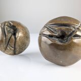 Brutalist double bronze handle door, 1970s
