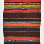 4x8 Brown & Blue Turkish Vintage Kilim Rug 139x245Cm SK 2314