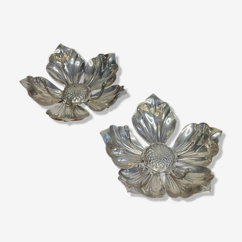 Ashtray silver metal flower