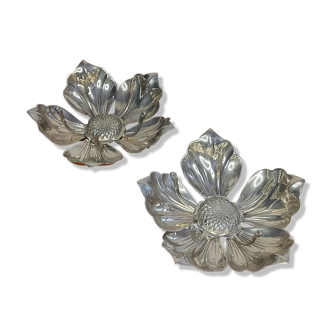 Ashtray silver metal flower