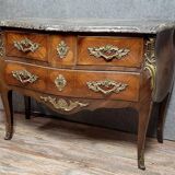 Louis XV style curved chest of drawers in marquetry circa 1880