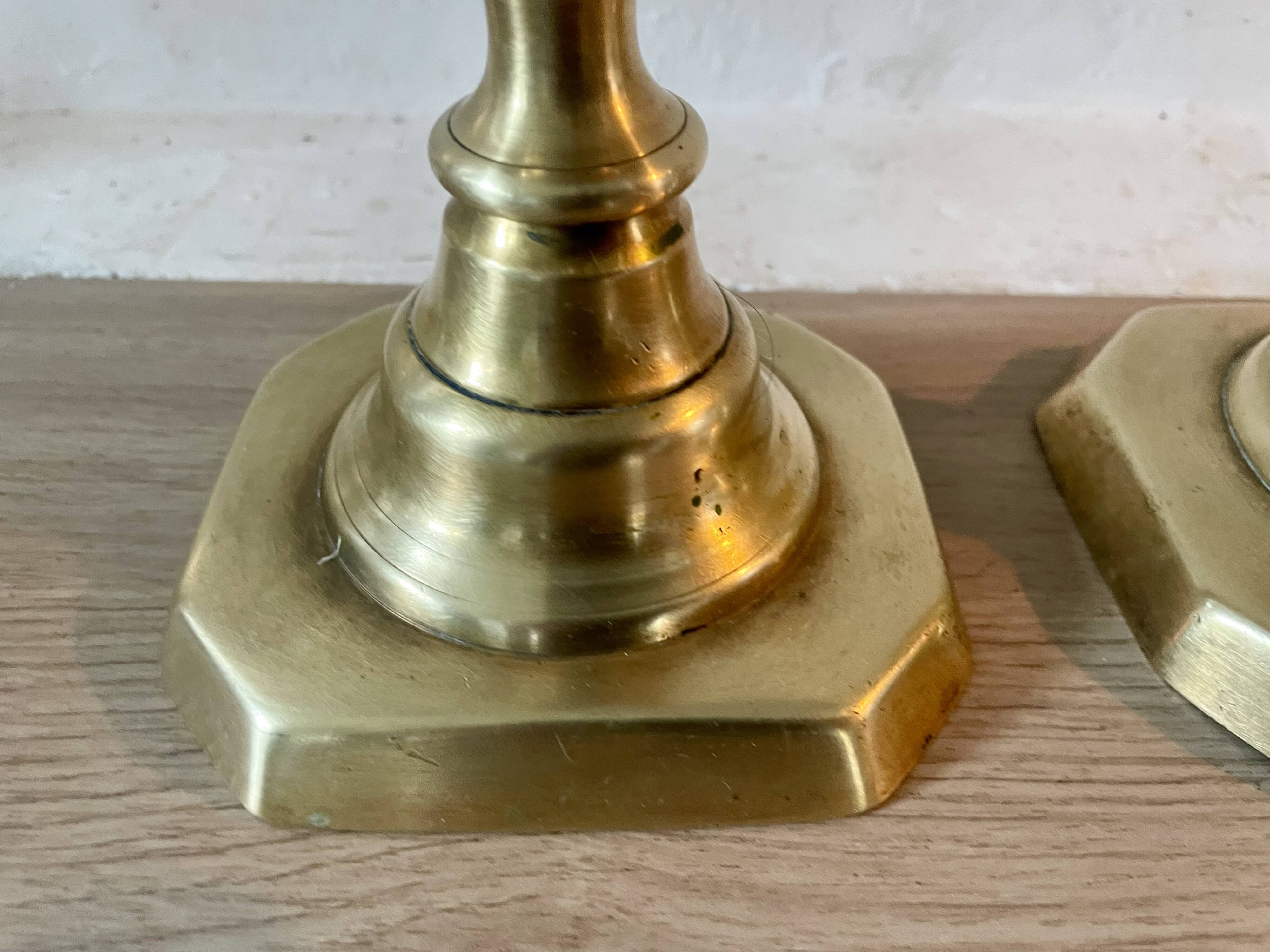 Pair of brass candlesticks from the 19th century.