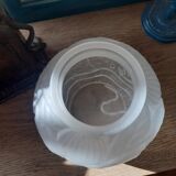 art deco vase patterns flowers opaque white moulded glass bells